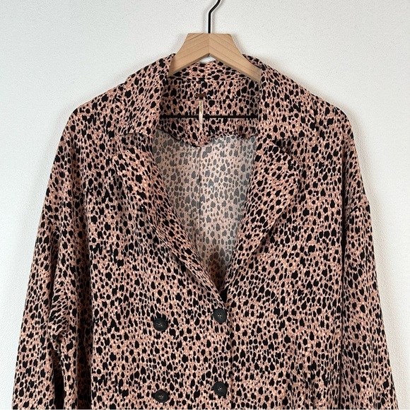 Free People Daria Oversized Leopard Shirt Dress Duster Animal Print XS - Picture 5 of 12